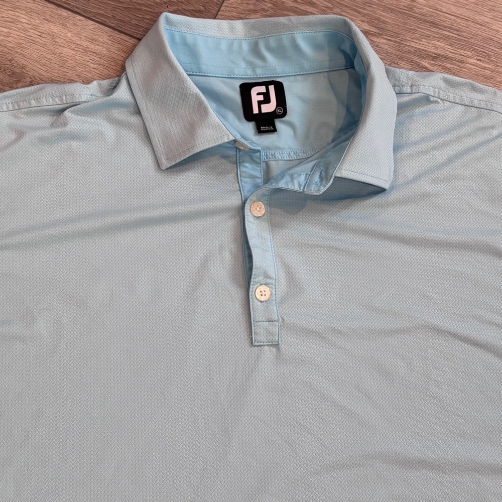 FootJoy Golf Polo Mens XL Blue Pattern Performance Breathable Preppy Casual
